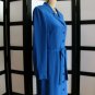 Talbots NWT retro royal blue silk tie front long sleeve shirt dress size 6