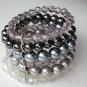 Grey silver ombre AB crystal beads 6 strand stretch bracelet