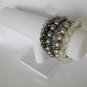 Grey silver ombre AB crystal beads 6 strand stretch bracelet