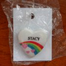 Stacy name pin ceramic heart rainbow vintage