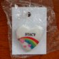 Stacy name pin ceramic heart rainbow vintage