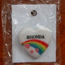 Rhonda name pin ceramic heart rainbow vintage
