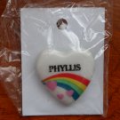 Phyllis name pin ceramic heart rainbow vintage Phyllis name pin ceramic heart rainbow vintage