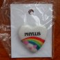Phyllis name pin ceramic heart rainbow vintage