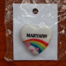 Maryann name pin ceramic heart rainbow vintage