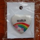 Marla name pin ceramic heart rainbow vintage