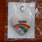 Marie name pin ceramic heart rainbow vintage