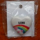 Lori name pin ceramic heart rainbow vintage