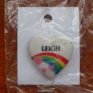 Leigh name pin ceramic heart rainbow vintage