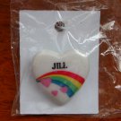 Jill name pin ceramic heart rainbow vintage