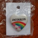 Jacquelyn name pin ceramic heart rainbow vintage