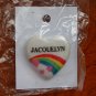 Jacquelyn name pin ceramic heart rainbow vintage