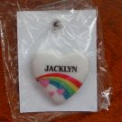 Jacklyn name pin ceramic heart rainbow vintage