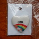 Gina name pin ceramic heart rainbow vintage
