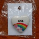 Gail name pin ceramic heart rainbow vintage