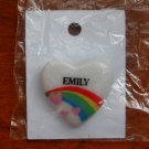 Emily name pin ceramic heart rainbow vintage