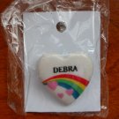 Debra name pin ceramic heart rainbow vintage