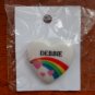 Debbie name pin ceramic heart rainbow vintage