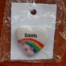 Dawn name pin ceramic heart rainbow vintage