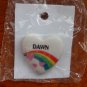 Dawn name pin ceramic heart rainbow vintage
