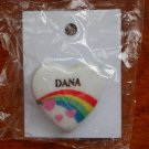 Dana name pin ceramic heart rainbow vintage