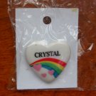 Crystal name pin ceramic heart rainbow vintage