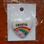 Crystal name pin ceramic heart rainbow vintage