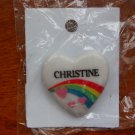 Christine name pin ceramic heart rainbow vintage