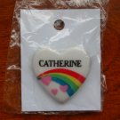 Catherine name pin ceramic heart rainbow vintage