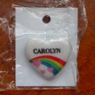 Carolyn name pin ceramic heart rainbow vintage