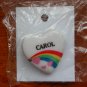 Carol name pin ceramic heart rainbow vintage