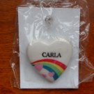 Carla name pin ceramic heart rainbow vintage
