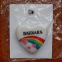 Barbara name pin ceramic heart rainbow vintage