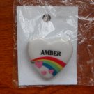 Amber name pin ceramic heart rainbow vintage