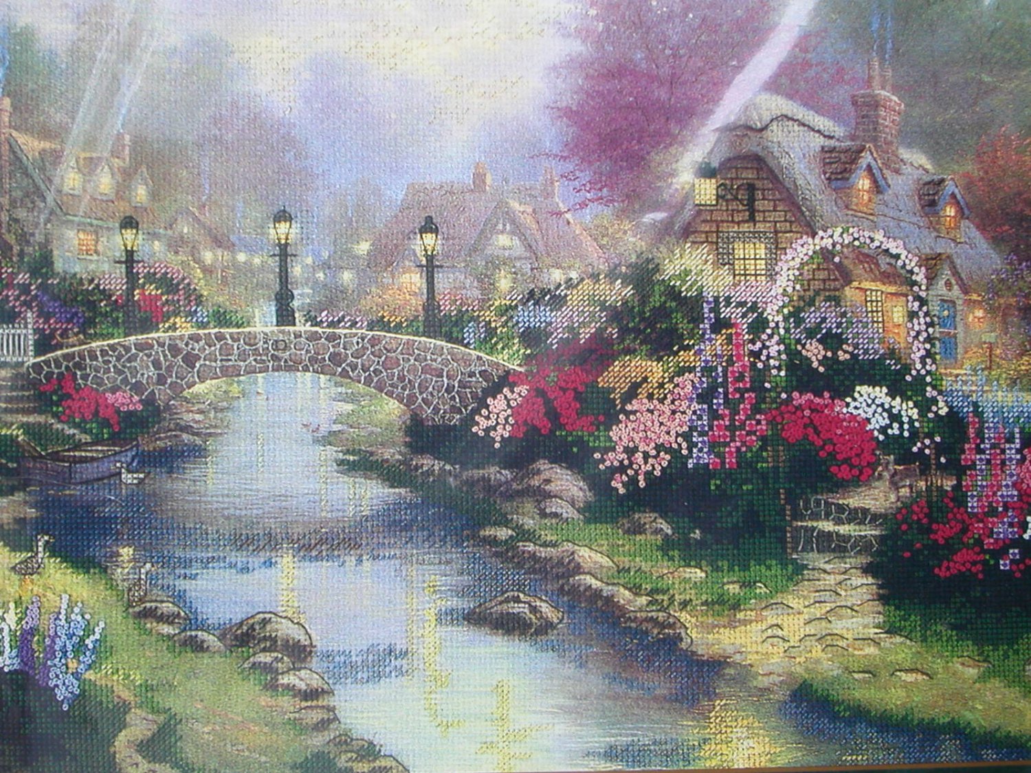 Thomas Kinkade Lamplight Bridge cross stitch kit 50925
