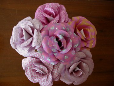 Handmade paper rose light pink flower bouquet handmade