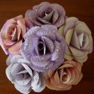 Handmade paper rose peach light purple flower bouquet