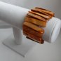 Orange dyed shell iridescent abalone stretch bracelet