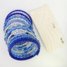 Royal Light Blue Seed Bead Large Memory Wire 11 Row Bracelet NWT Royal Light Blue Seed Bead Large Memory Wire 11 Row Bracelet NWT