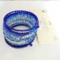 Royal Light Blue Seed Bead Large Memory Wire 11 Row Bracelet NWT