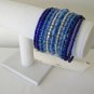 Royal Light Blue Seed Bead Large Memory Wire 11 Row Bracelet NWT