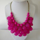 Hot pink fuchsia acrylic faceted teardrop bead chain chunky statement necklace Hot pink fuchsia acrylic faceted teardrop bead chain chunky statement necklace