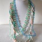Bead necklaces single 3 strand 80's pastel grey pint mint green stone blue faceted lot of 3