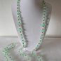 Bead necklaces single 3 strand 80's pastel grey pint mint green stone blue faceted lot of 3