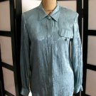 Jacqueline Ferrar dusty blue floral silk long sleeve top M