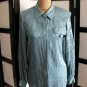 Jacqueline Ferrar dusty blue floral silk long sleeve top M