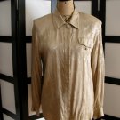 Jacqueline Ferrar light brown floral silk long sleeve top M
