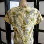 Casual Corner yellow light grey leaf fitted silk shell top size 10
