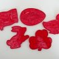 HRM clear red plastic flag clover duck chick bunny easter egg cookie cutter lot 5