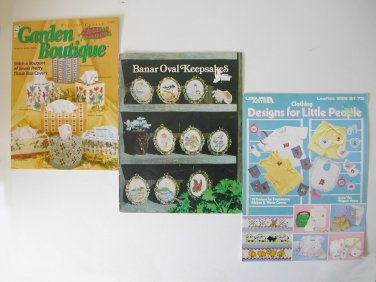 Plastic Canvas Garden Boutique tissue box Cross stitch Keepsake Little People Design leaflets